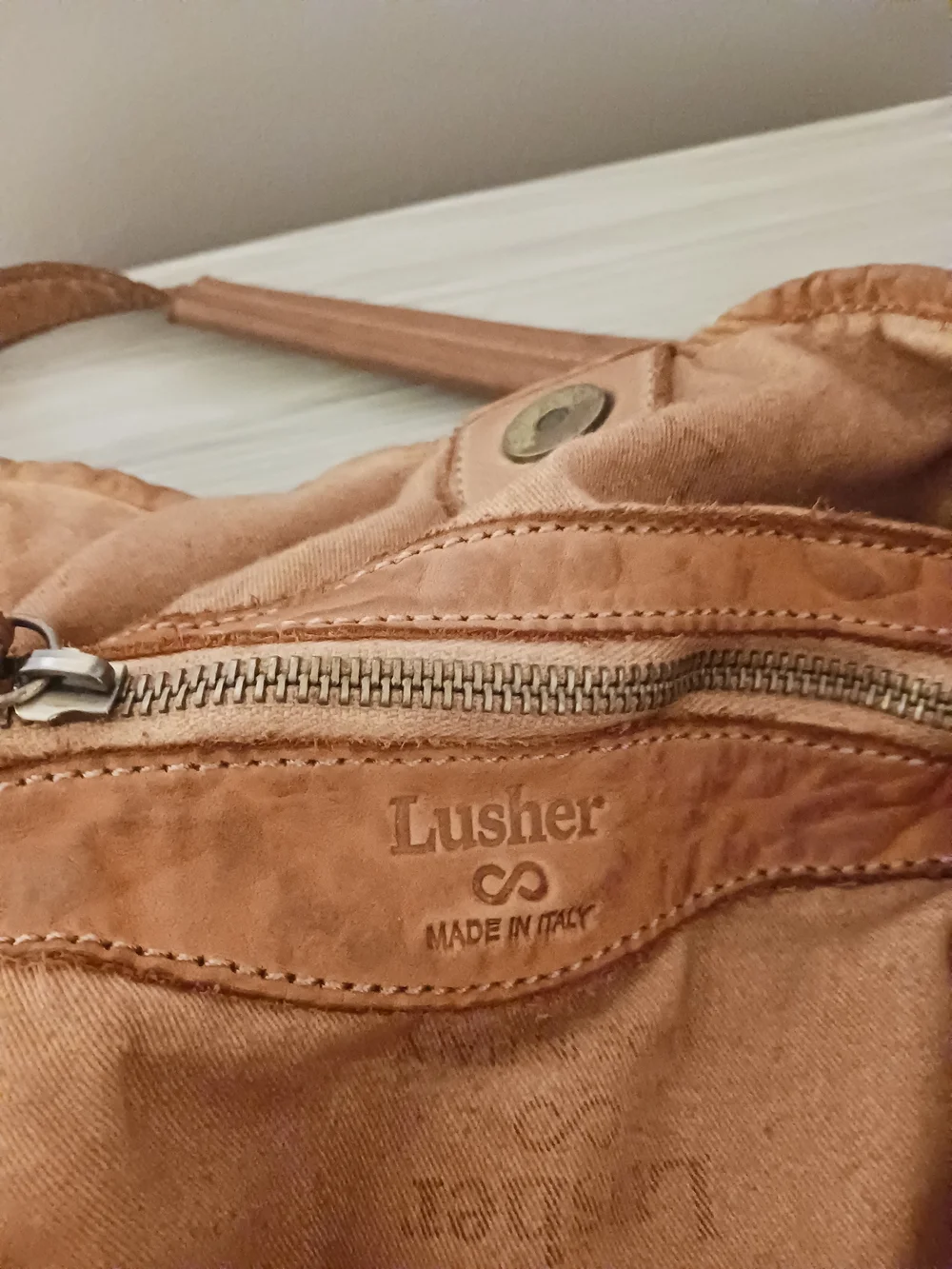 Lusher Vintage Italian Stud-Accent Brown Leather Hobo Bag